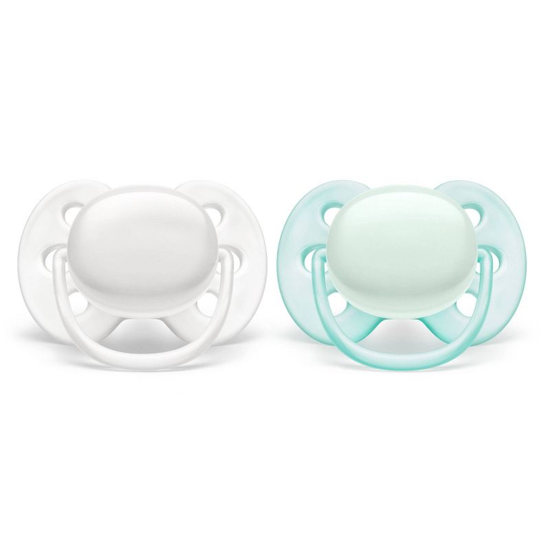Philips Avent 2pk Ultra Soft Pacifier 0-6 Months - Arctic White/Green, 1 of 10