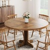 47 Inch Round Dining Table for 4, Farmhouse Kitchen Table with Wood Tabletop and Stable Base, for Kitchen, Living Room, (Table Only) - 4 of 4