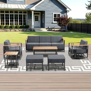 Outdoor Swivel Rocker Patio Chairs High Back Wicker Patio Furniture - 1 of 4