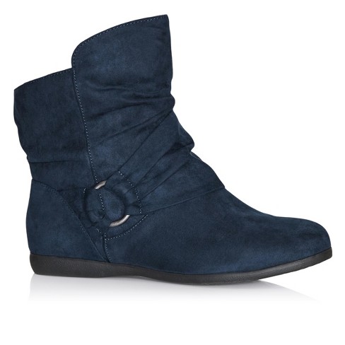 Ladies wide fit 2025 navy ankle boots