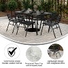 Flash Furniture Lila 7 Piece Commercial Outdoor Patio Dining Set with 60" Tempered Glass Patio Table with Umbrella Hole and 6 Black Triple Slat Chairs - 3 of 4