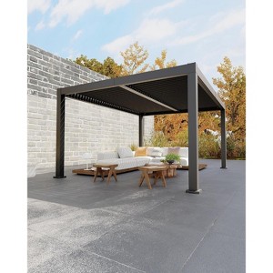 All-Aluminum Louvered Pergola, Outdoor Pergola with Adjustable Louvered Roof, Reinforced Frame, Integrated Drainage System, Hardtop Gazebo for Patio - 1 of 4