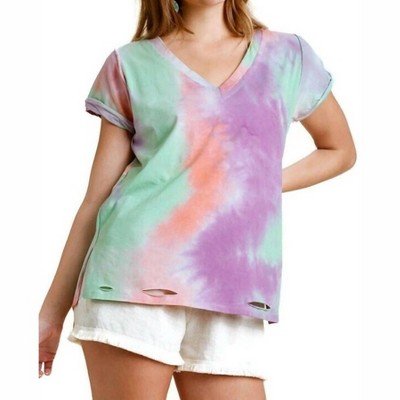 Women's Distressed Tie Dye Top - umgee