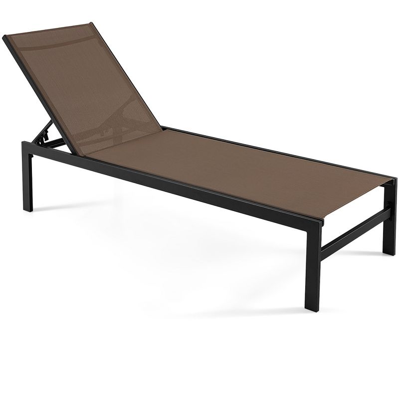 Tangkula Aluminum Patio Chaise Lounge Outdoor Adjustable Lounge Chair W/ 6-Position Backrest, 1 of 9