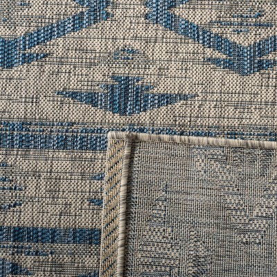 Gray Rectangular Non-Slip Synthetic Easy Care Rug, 27" x 10"