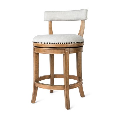 Weathered Oak Swivel Counter Stool with Sand Upholstery