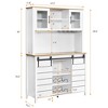 Whizmax 70" Farmhouse Coffee Bar Wine Cabinet with Sliding Barn Doors and Storage,Tall Kitchen Hutch with Wine & Glasses Rack for Kitchen, Dining Room - 2 of 4
