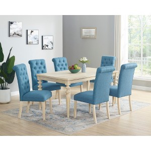 UPHA 7-Piece Dining Table Set with Turned-Leg Dining Table and 6 Tufted Chairs - 1 of 4