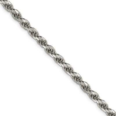 Black Bow Jewelry 4.6mm, Sterling Silver Diamond Cut Solid Rope Chain Necklace