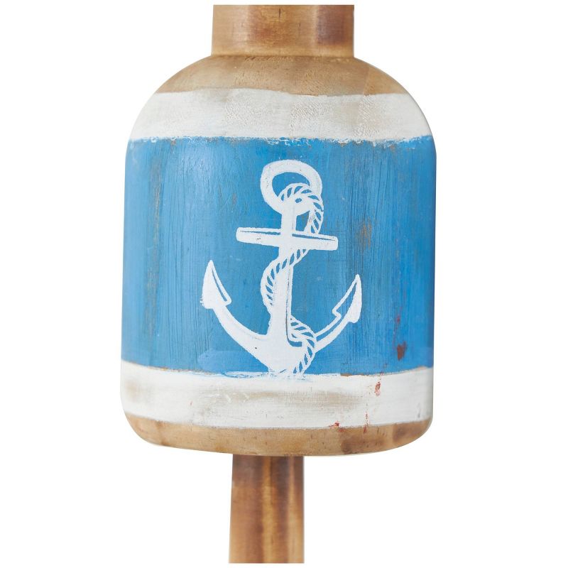 Set of 3 Wood Buoy Anchor Sailboat and Ship Wheel Wall Decors with Hanging Rope Blue - Olivia &#38; May, 2 of 10