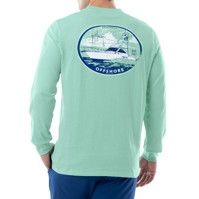Guy Harvey Men's Offshore Fish Collection Long Sleeve T-Shirt - Azure Blue  Small 