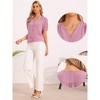 INSPIRE CHIC Women's Short Puff Sleeve V Neck Button Down Dressy Summer Casual Blouses - 2 of 4