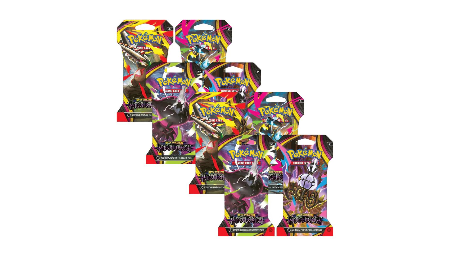 Pokemon TCG: Mega Evolution Pitch Black Sleeved Booster Pack Lot - 8 Packs