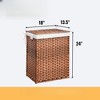 Fontoi Utility Storage Bins, Clothes Hamper with Rattan Frame, Laundry Basket with One Removable Bags, Brown, 13.5"*24"*18.3" - 2 of 4