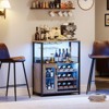 36 Inch Tall Bar Cabinet, Adjustable Shelves Wine Rack Table with Removable Wine Rack and Mesh Door - 2 of 4