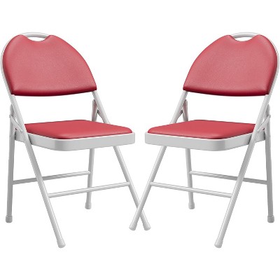 Padded Folding Chairs, PU Leather Upholstered, Soft Cushioned High Back, Metal Frame, Portable for Office, Party, Dining
