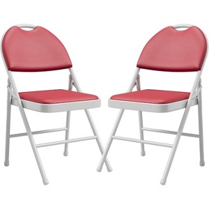 Padded Folding Chairs, PU Leather Upholstered, Soft Cushioned High Back, Metal Frame, Portable for Office, Party, Dining - 1 of 4