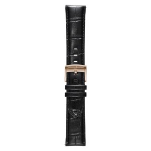 Pininfarina 22mm Croco Pattern Italian Leather Watch Strap – Black Croco Pattern with Rose Gold Buckle - 1 of 1
