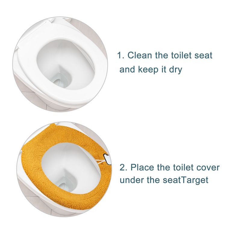 Unique Bargains Stretchable Thicker Toilet Seat Cover Pad Lid with Handle Bathroom Washable Reusable, 5 of 7