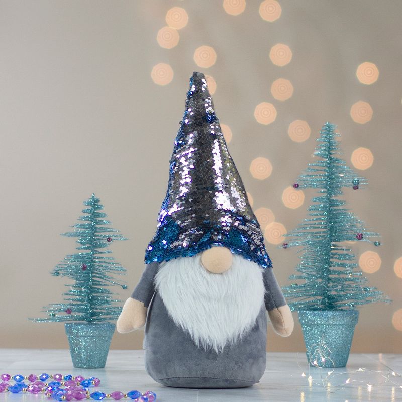 Northlight 17" Gnome with Blue and Silver Flip Sequin Hat Christmas Decoration, 3 of 8