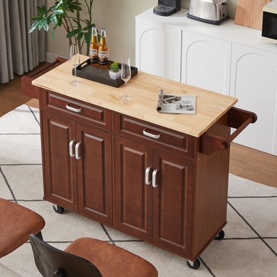 VYNXARIA Mobile Kitchen Island Cart with 2 Drawers ¨C Space-Saving & Versatile
