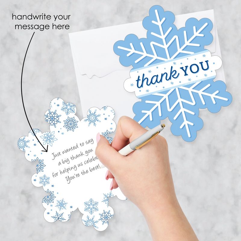 Big Dot of Happiness Blue Snowflakes - Shaped Thank You Cards - Winter Holiday Party Thank You Note Cards with Envelopes - Set of 12, 2 of 8