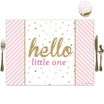 Big Dot of Happiness Hello Little One - Pink and Gold - Party Table Decorations - Girl Baby Shower Placemats - Set of 16