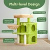 33" Cat Tree Cat Tower for Indoor Cats, Cat Activity Center Play House with Large Padded Perch, Hammock Scratching Posts & Dangling Ball Green - 4 of 4
