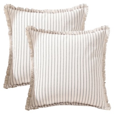 REGALWOVEN Striped Boho Throw Pillow Cover with Tassels Fringe for Home Decoration 2 Pcs