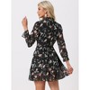 Allegra K Women's Floral Long Sleeve Mock Neck Ruffle Layered Smocked Mini Dress - 4 of 4