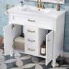 36"W Bathroom Vanity with Ceramic Sink, Freestanding Bathroom Sink Cabinet with Flip-Out Top Drawer & Soft-Closing Doors - ModernLuxe - 2 of 4