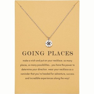 Compass & World Map Pendant Necklace, 18K Gold Plated Graduation Gift - 1 of 4