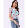 INSPIRE CHIC Women's Peter Pan Collar Lace Trim Embroidered Casual Floral Blouse - 3 of 4