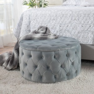 NicBex Ottoman Foot Rest with Buttons Stylish Footstools and Ottomans Round Upholstered Velvet Ottoman for Bedroom, Living Room - 1 of 4