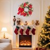 GAOMON 24 Inch Christmas Wreath with Lights for Front Door, Large Lighted Outdoor Christmas Wreaths with Timer Red Gold - 2 of 4
