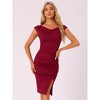 Allegra K Women's Short Sleeve Cowl Neck Ruched Office Pencil Dress - 4 of 4