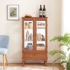 Vynxaria Cherry/Oak Illuminated Decorative Glass Storage Cabinet with Adjustable Shelves and Drawer - 3 of 4