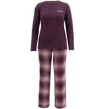 Wrangler Women's and Plus Long Sleeve Top and Flannel Bottom Pajama Set