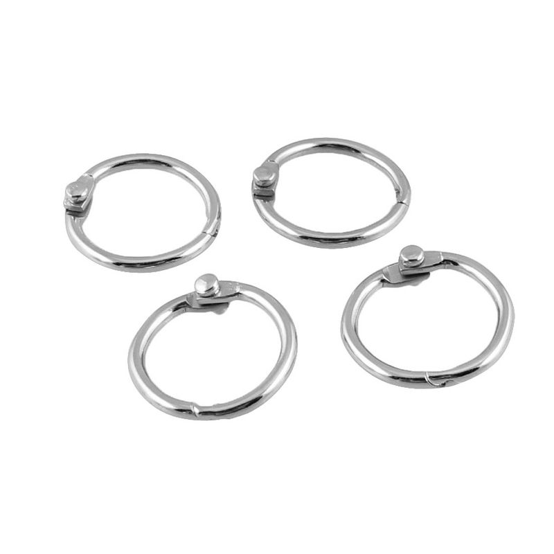 Unique Bargains Staple Book Loose Leaf Key Ring Keychain 20mm Outer Diameter Metal Binder Clips 0.8x0.8x0.1inches Silver 50 Pcs, 1 of 4