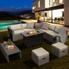 Tangkula 9 PCS Patio Furniture Set with 42" 60,000 BTU Fire Pit Outdoor Space-Saving Sectional Sofa Set with Storage Box Black/Gray/Navy/Red/Turquoise/Off White - 2 of 4
