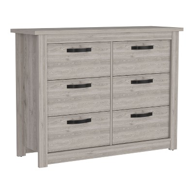 NicBex 6 Drawers Double Dresser for Bedroom,Chest of Drawers with Metal Handles,Modren Freestanding Dresser,Storage Dressers for Bedroom,Light Gray