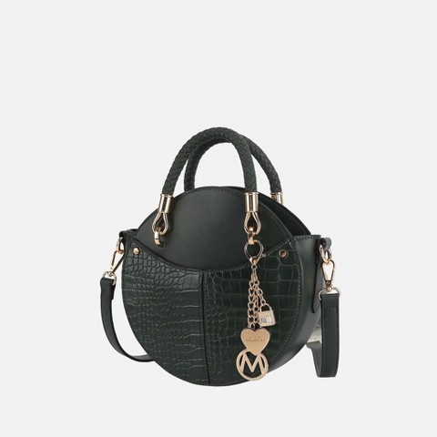 MKF Collection Round Satchel Crossbody Croc Embossed Vegan Leather, Nobella – MKF Collection by Mia K - Olive Green