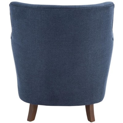 Navy Linen Lawson Accent Chair with Walnut Spindle Legs