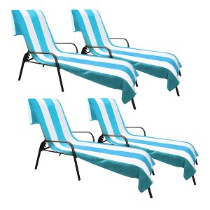 Cabana Striped Cotton Standard Size Towel/ Chaise Lounge Chair Cover Set by Blue Nile Mills - 1 of 4