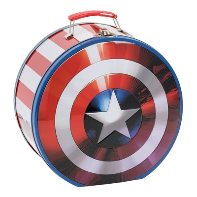 Vandor Marvel Shield Shaped Tin Tote, Multicolored