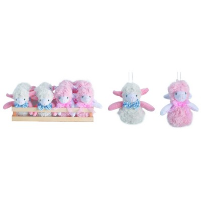 Transpac Polyester 11 in. Multicolor Easter Plush Fluffy Lambs In Crate Set of 12