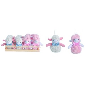 Transpac Polyester 11 in. Multicolor Easter Plush Fluffy Lambs In Crate Set of 12 - 1 of 2