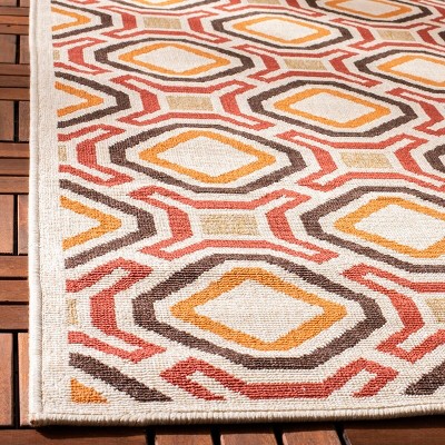 Veranda Creme & Red Synthetic Easy-Care Outdoor Area Rug
