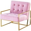 Velvet Tufted Accent Chair with Cushioned Seat and Stainless Steel Frame for Living Room - 4 of 4