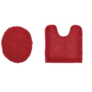 Edge Bath Rug 100% Premium Cotton Ultra-soft Water Absorbent Tufted Solid Reversible 2 Piece Bathroom Rug Set For Machine Washable Bathmat - 1 of 4